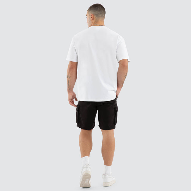 Model wears NXP Nighthold Box Fit Tee White T-Shirts in White - Image 6
