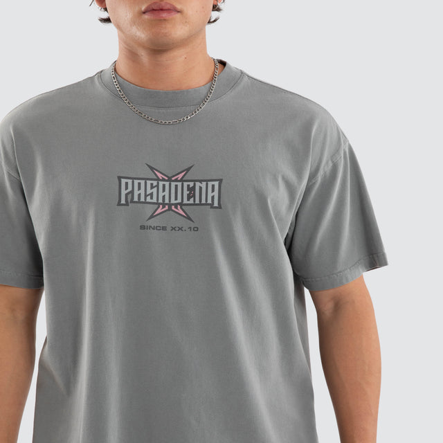 Model wears NXP Duskmauve Raptor Tee Grey T-Shirts in Grey - Image 4