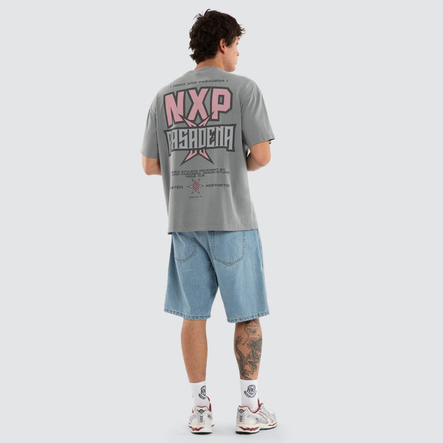 Model wears NXP Duskmauve Raptor Tee Grey T-Shirts in Grey - Image 6