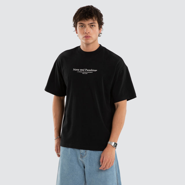 Model wears NXP Nightworks Raptor Tee Black T-Shirts in Black - Image 1