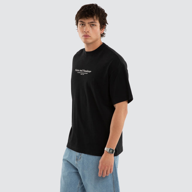 Model wears NXP Nightworks Raptor Tee Black T-Shirts in Black - Image 3