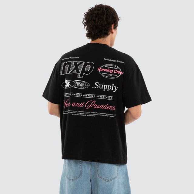Model wears NXP Nightworks Raptor Tee Black T-Shirts in Black - Image 2