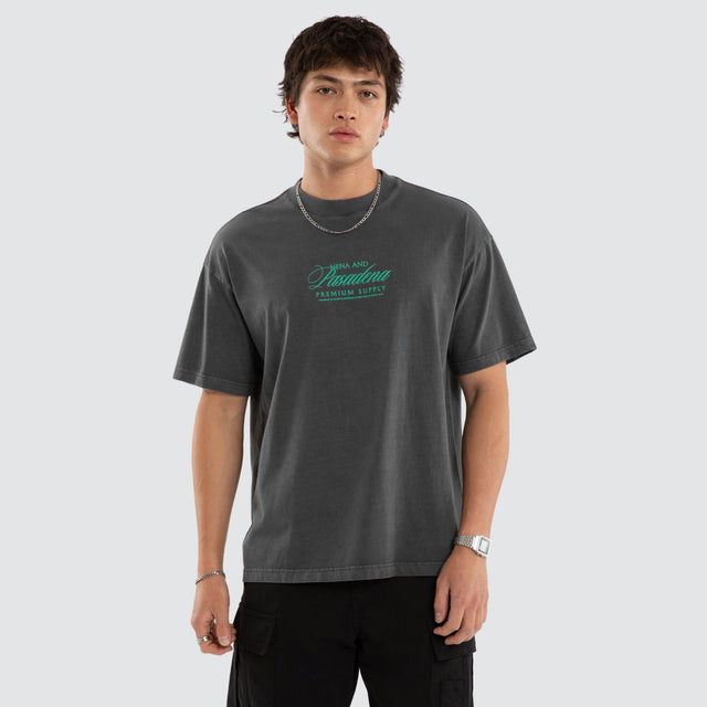 Model wears NXP Sablefire Raptor Tee Pigment Grey T-Shirts in Grey - Image 2