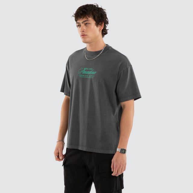 Model wears NXP Sablefire Raptor Tee Pigment Grey T-Shirts in Grey - Image 3