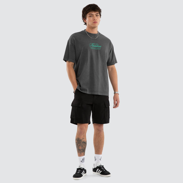 Model wears NXP Sablefire Raptor Tee Pigment Grey T-Shirts in Grey - Image 5