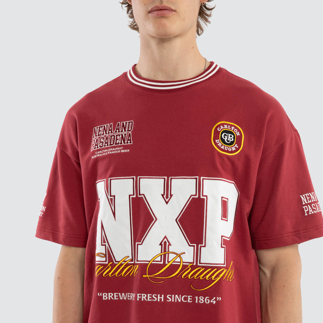 Carlton Draught Spirits Loopback Raptor Tee Burgundy