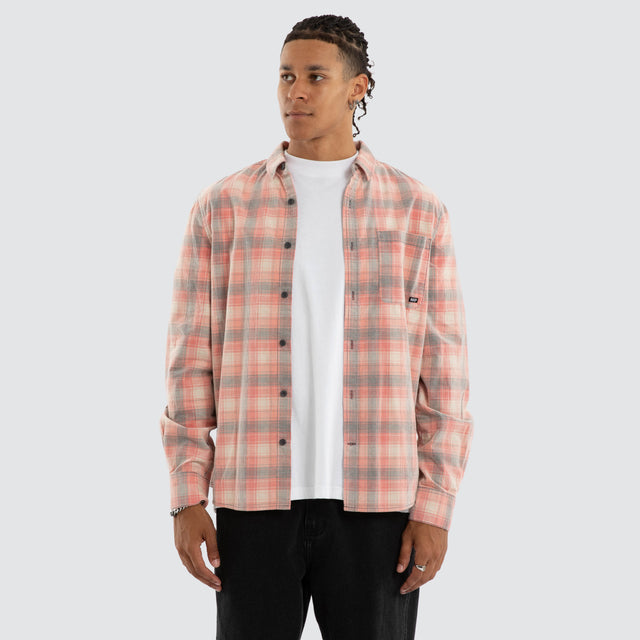 Boundary Long Sleeve Shirt Poppy Red/Oatmeal Check