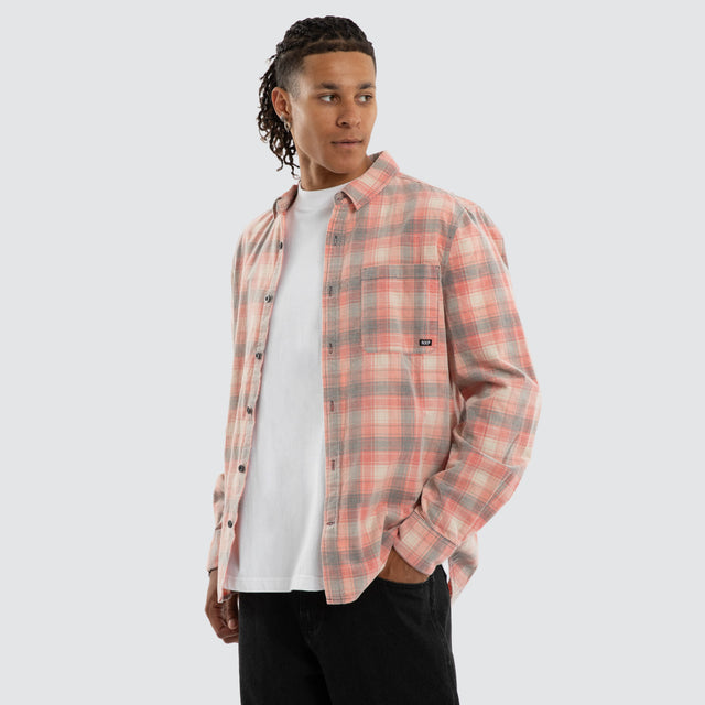 Boundary Long Sleeve Shirt Poppy Red/Oatmeal Check