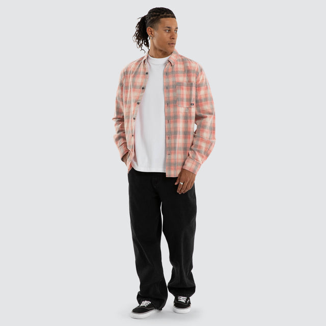 Boundary Long Sleeve Shirt Poppy Red/Oatmeal Check