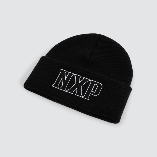 Model wears Pillar Beanie Jet Black Headwear Black – image 1