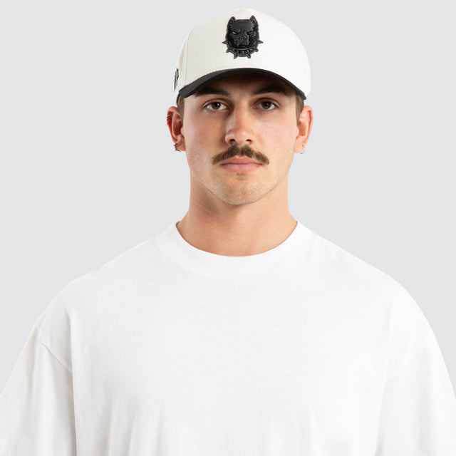 Model wears Conrad Cap Natural White Headwear White – image 3