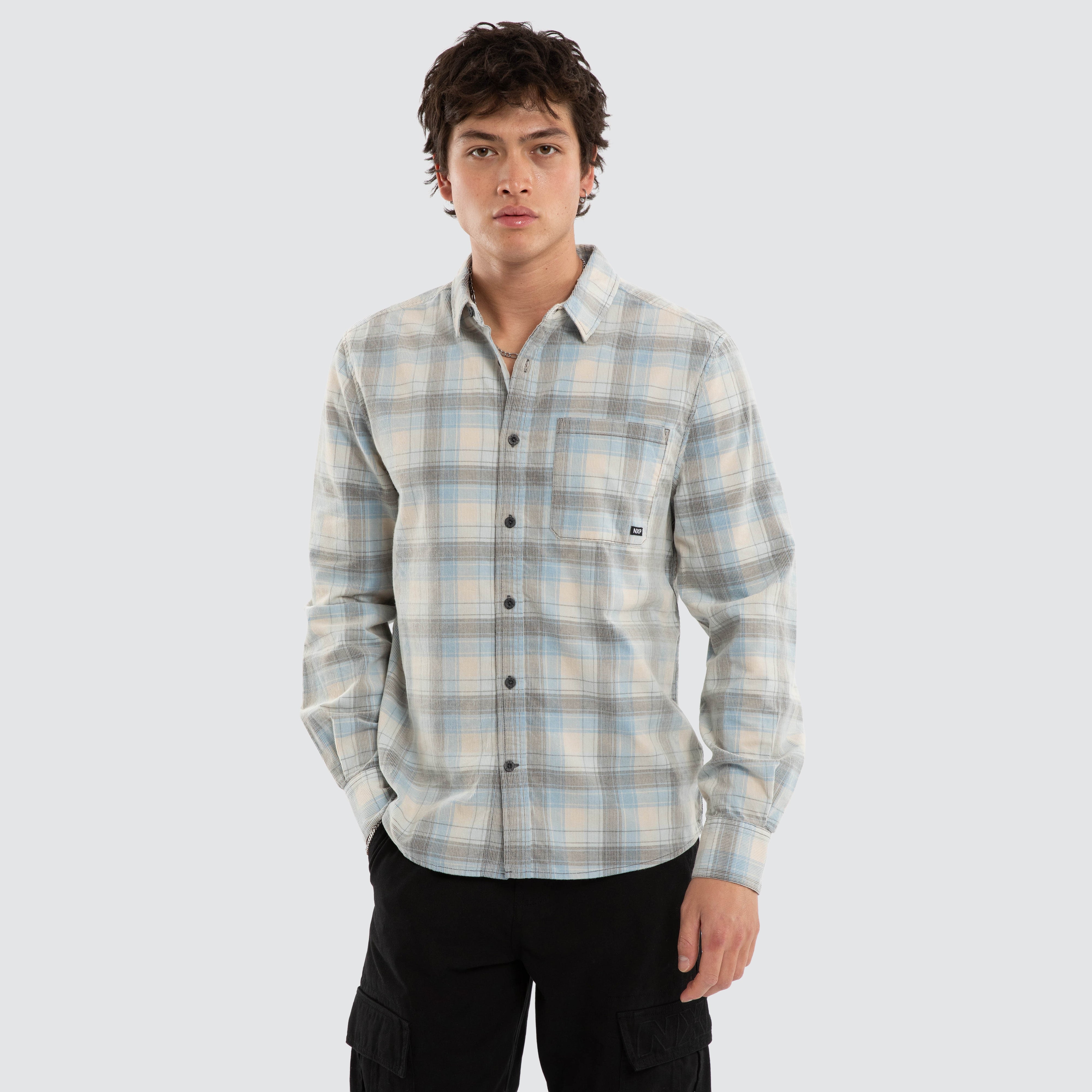 NXP Border Long Sleeve Shirt in Blue | Neverland Store