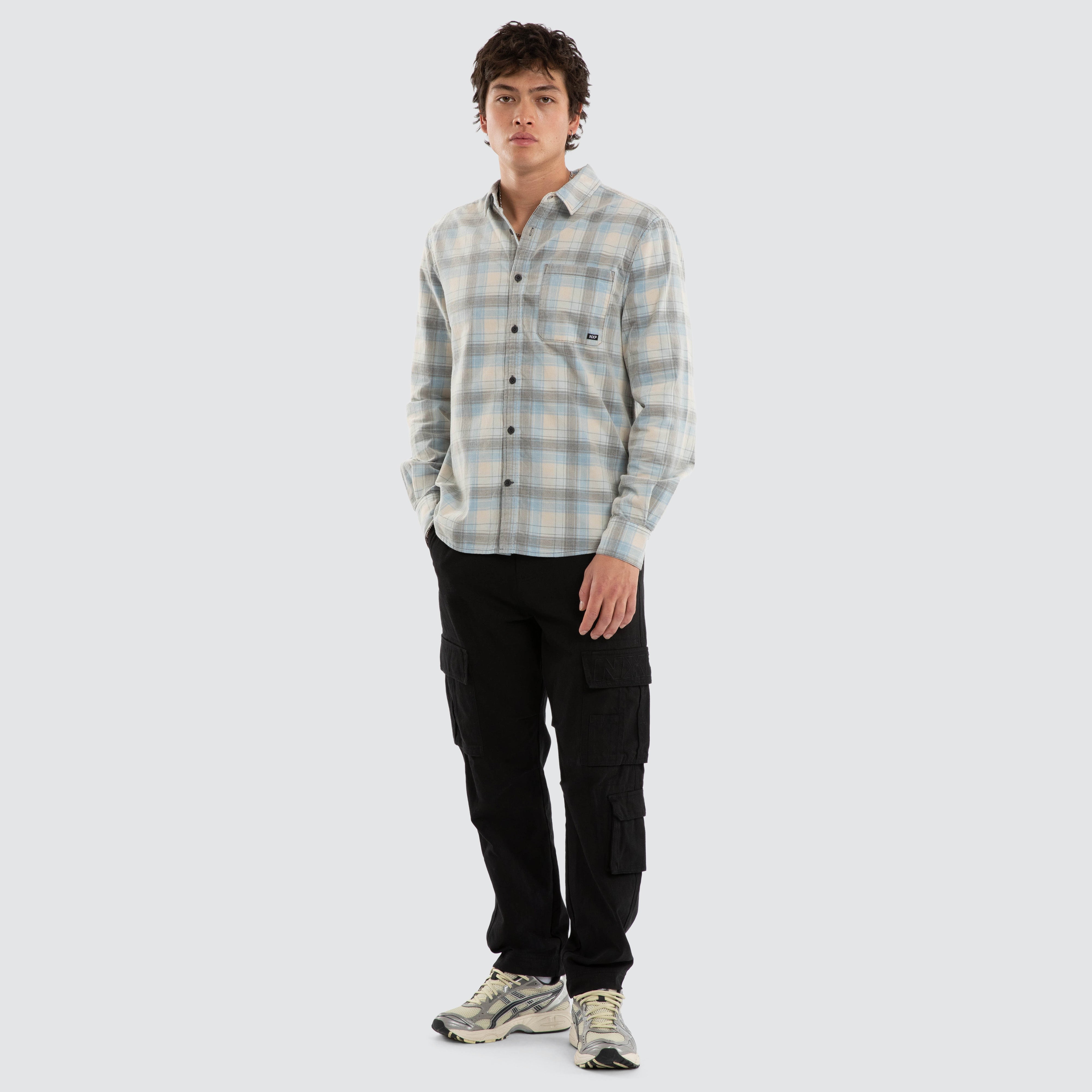NXP Border Long Sleeve Shirt in Blue | Neverland Store