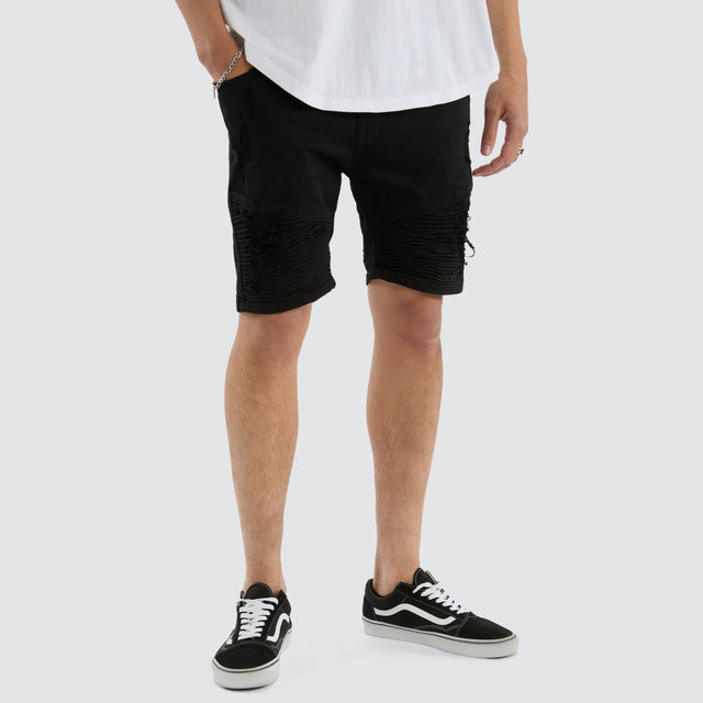 model wears Spitfire Denim Shorts Jet Black Shorts Black - image 1