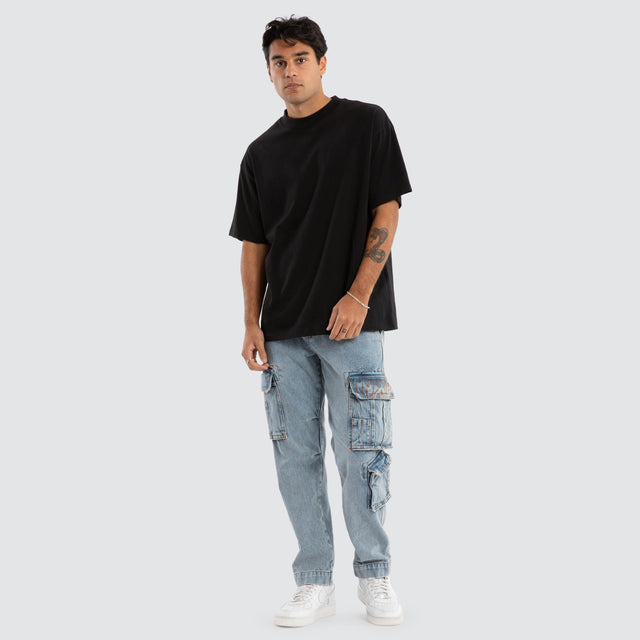 Colby Denim Cargo Pant Herring Blue