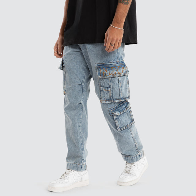 Colby Denim Cargo Pant Herring Blue