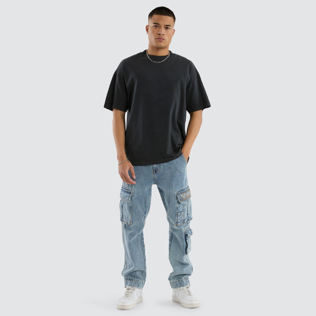 Colby Denim Cargo Pant Herring Blue