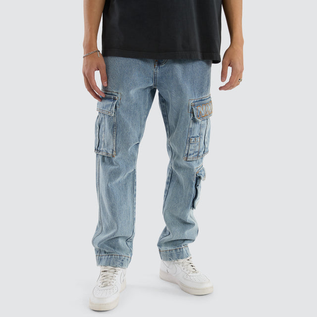 Colby Denim Cargo Pant Herring Blue