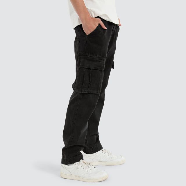 Colby Denim Cargo Pant Washed Black