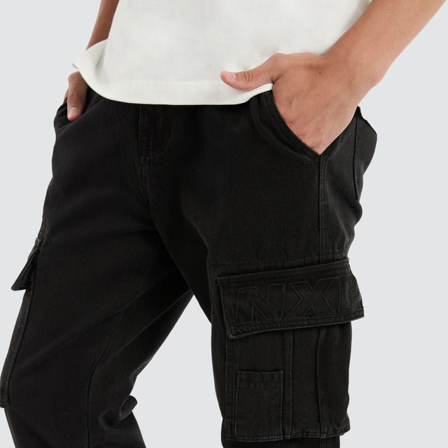 Colby Denim Cargo Pant Washed Black