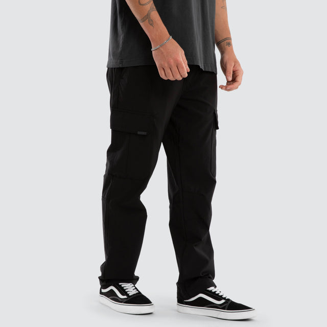 Delta Elastic Waist Nylon Cargo Pant Black