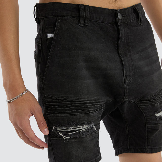 model wears Viper Denim Short Heavy Metal Shorts Black - image 3