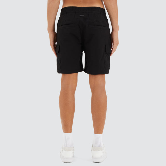 S150 Slim Stretch Cargo Short Black