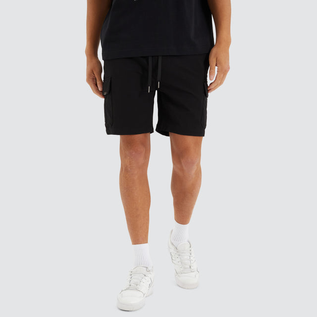 S150 Slim Stretch Cargo Short Black