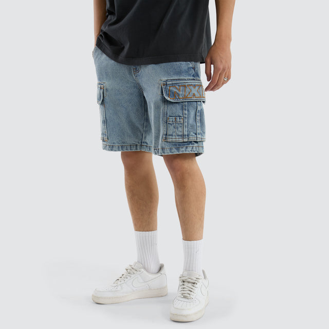 Colby Denim Cargo Short Herring Blue