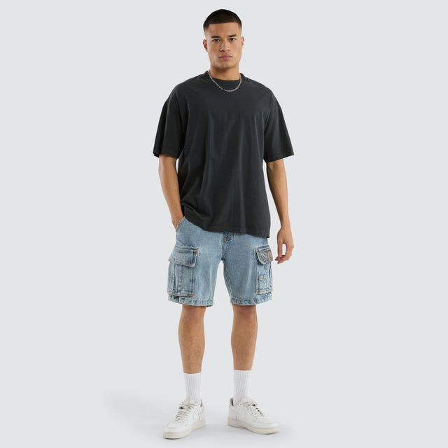 Colby Denim Cargo Short Herring Blue