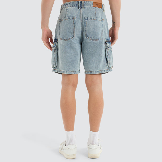 Colby Denim Cargo Short Herring Blue