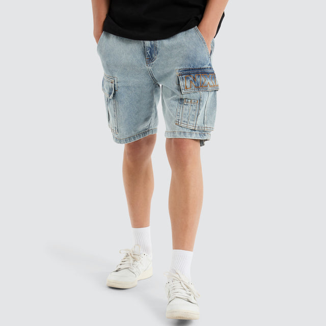 Colby Denim Cargo Short Herring Blue