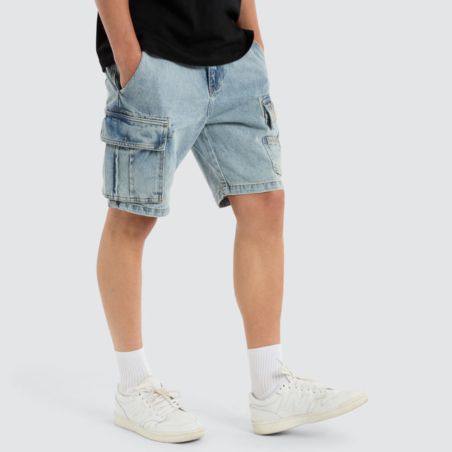 Colby Denim Cargo Short Herring Blue