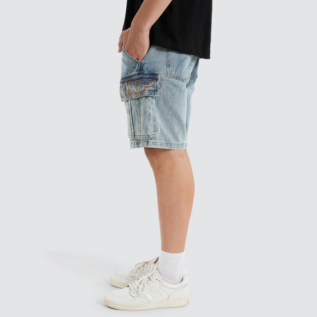 Colby Denim Cargo Short Herring Blue