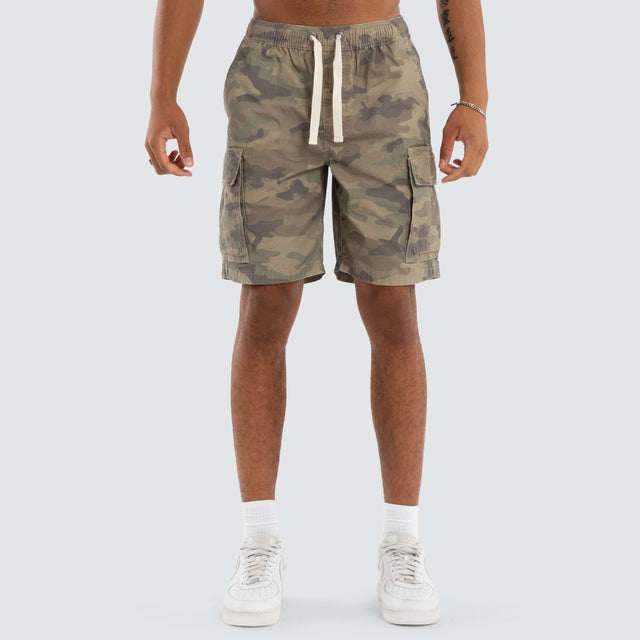 Model wears League Cargo Short Airwolf Camo Shorts Camo – image 3