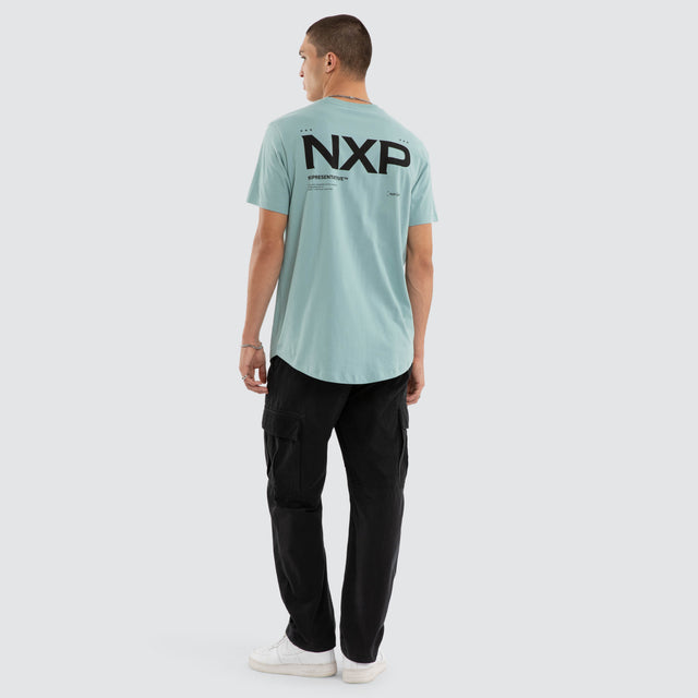 Model wears Crime Dual Curved Tee Cameo T-Shirts Blue – image 2