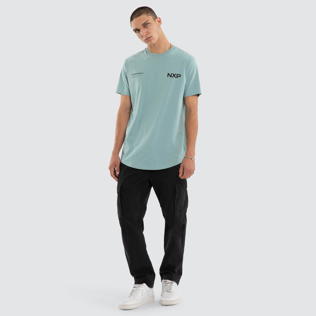 Model wears Crime Dual Curved Tee Cameo T-Shirts Blue – image 5