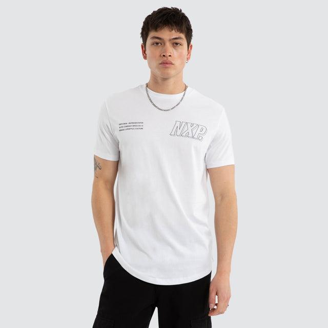 Burns Dual Curved Tee Optical White