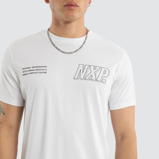 Burns Dual Curved Tee Optical White
