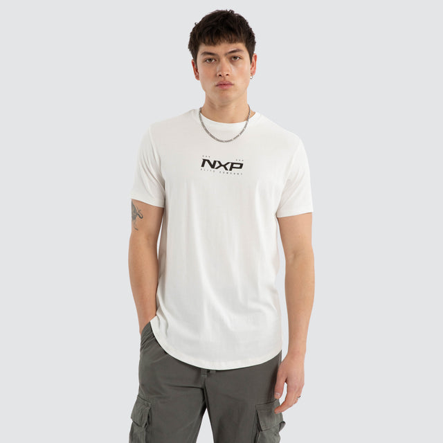 Deliberate Dual Curved Tee Natural White