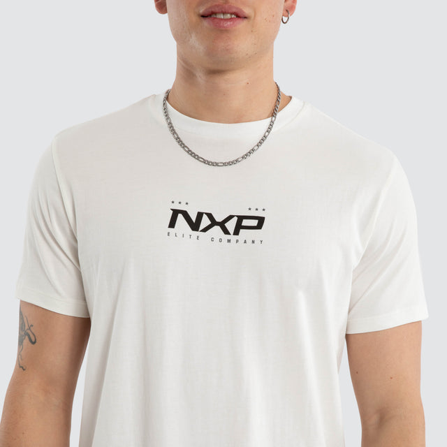 Deliberate Dual Curved Tee Natural White