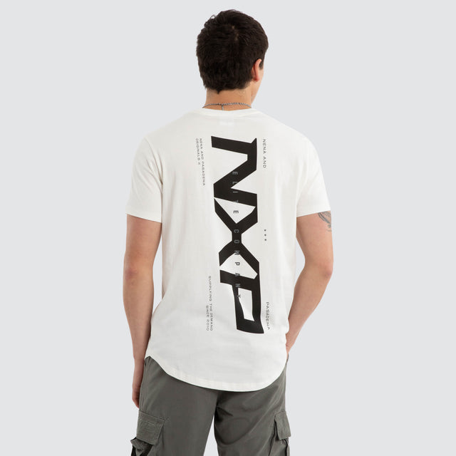 Deliberate Dual Curved Tee Natural White