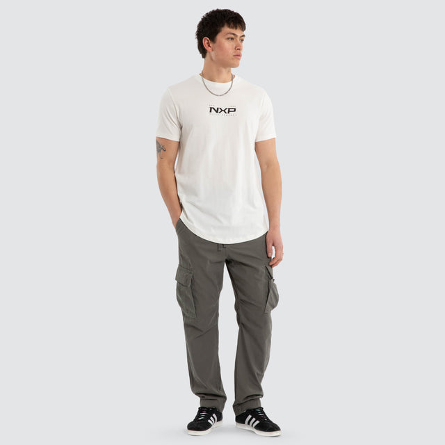 Deliberate Dual Curved Tee Natural White