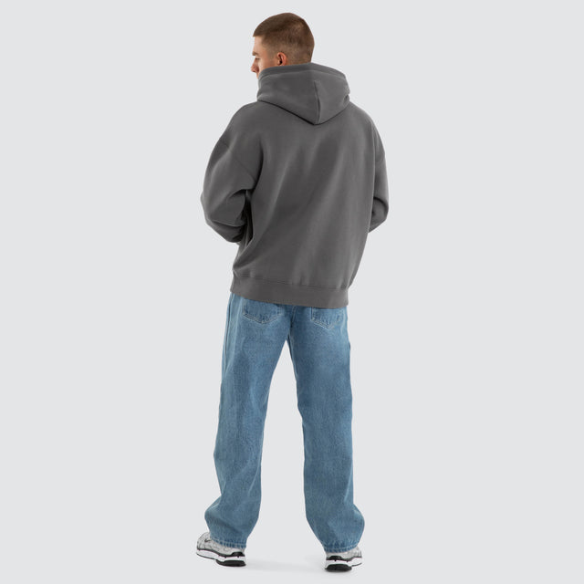 Model wears Foundation Box Fit Hoodie Charcoal Hoodies Grey – image 2