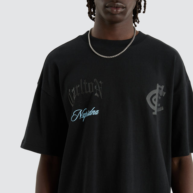 Carlton Blues AFL Blacked Out Raptor Tee Anthracite Black