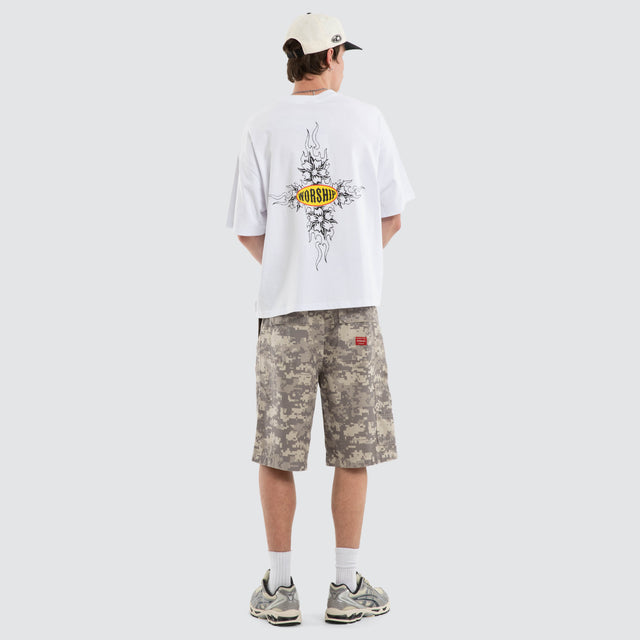 Tropical Heat Box Crop Tee White