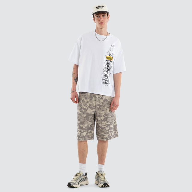 Tropical Heat Box Crop Tee White