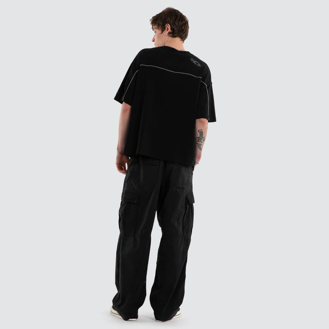 Toll Free Box Crop Panel Tee Black
