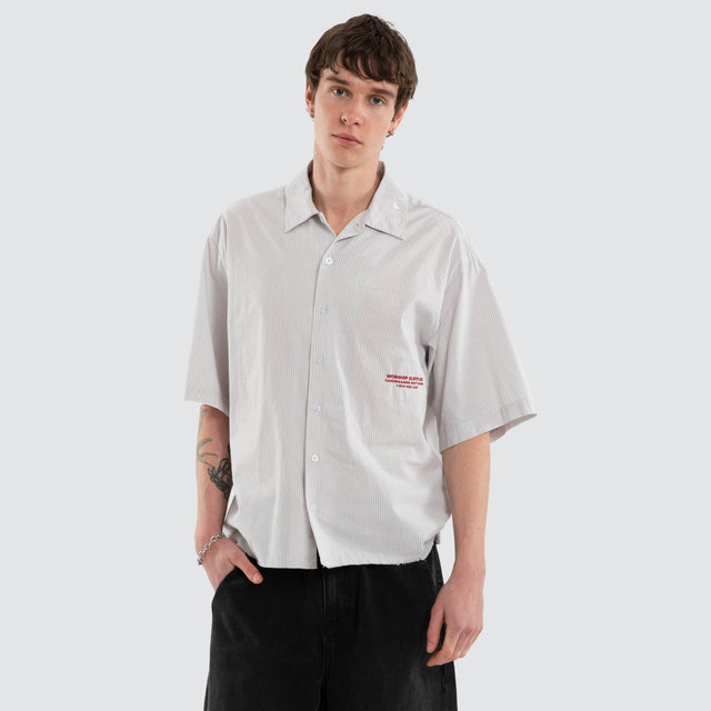 Data Point Box Crop Short Sleeve Shirt Vapour Grey