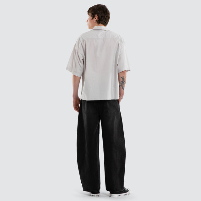 Data Point Box Crop Short Sleeve Shirt Vapour Grey